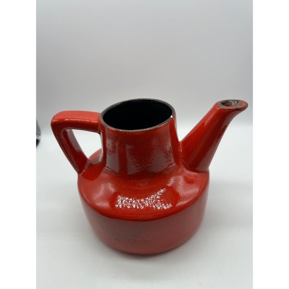 Vintage Metlox Pottery Poppytrail Red Teapot MCM Stamped 4550/3 on base - Picture 7 of 9